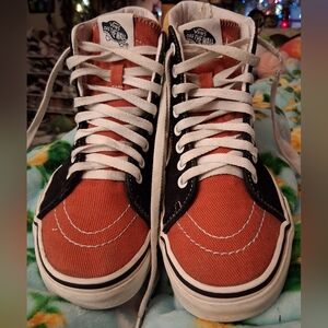 Tri-colored Canvas Vans With Black Suede Womens 7.5